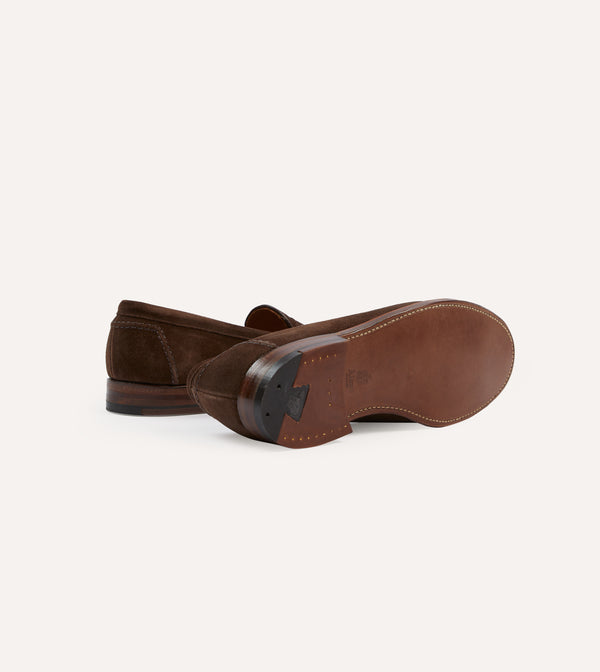 Drake's Alden Brown Suede Penny Loafer