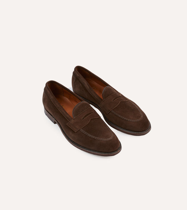 drake's Alden Brown Suede Penny Loafer