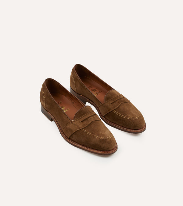 drake's Alden Snuff Suede Full Strap Loafer