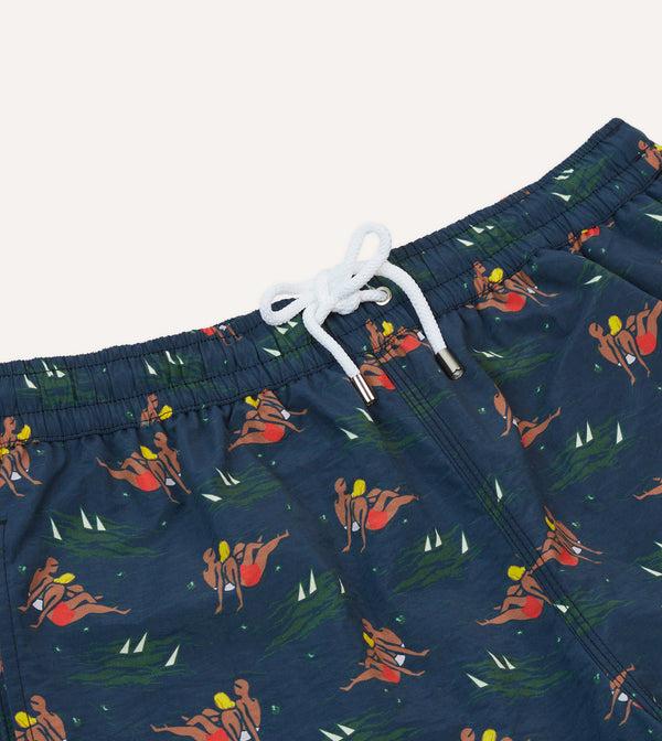 Drake's Bathers Print Nylon Drawstring Swim Shorts