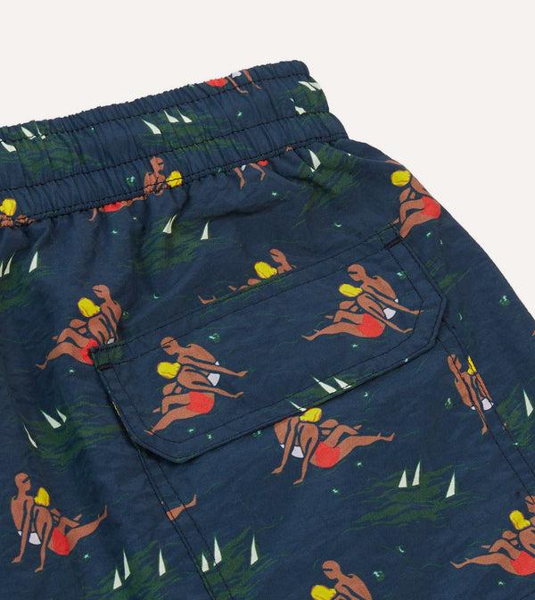 Drake's Bathers Print Nylon Drawstring Swim Shorts