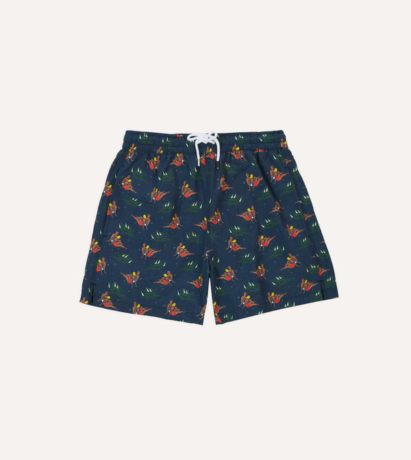 drake's Bathers Print Nylon Drawstring Swim Shorts