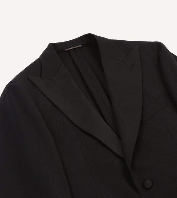 Drake's Black Barathea Wool Dinner Jacket
