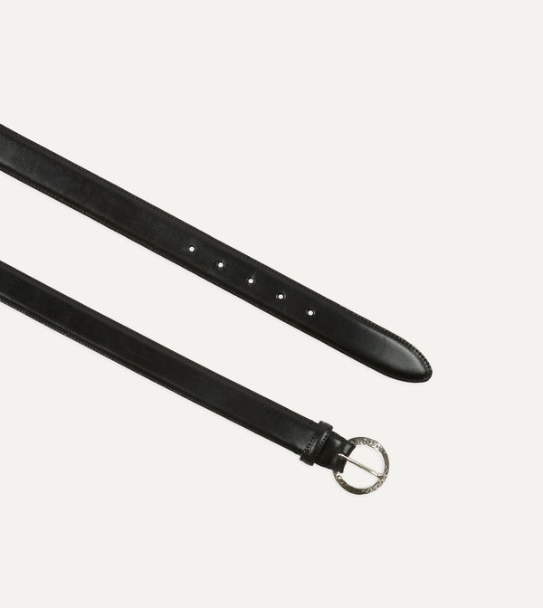 Drake's Black Bridle Calf Leather Western Belt