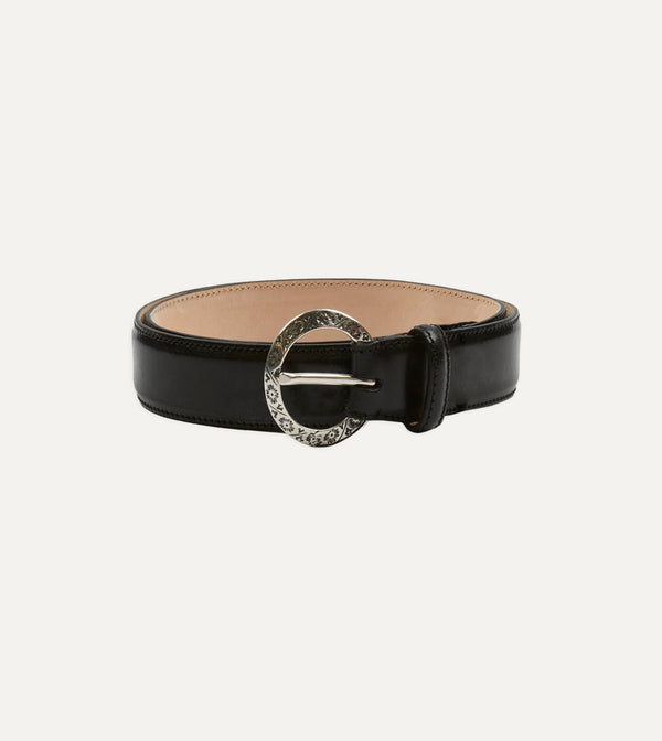 drake's Black Bridle Calf Leather Western Belt