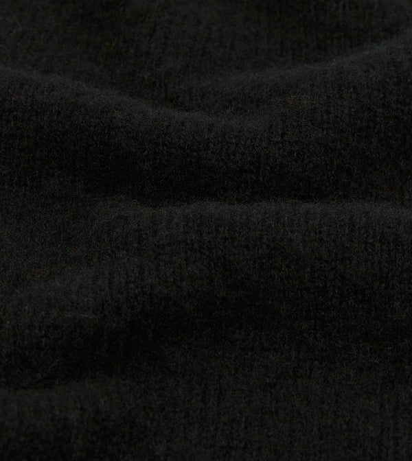 Drake's Black Brushed Shetland Crew Neck Jumper