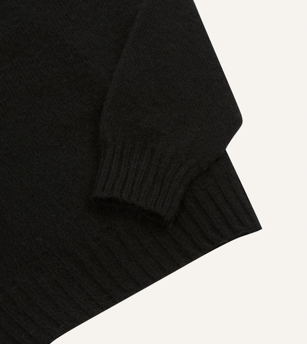 Drake's Black Brushed Shetland Crew Neck Jumper