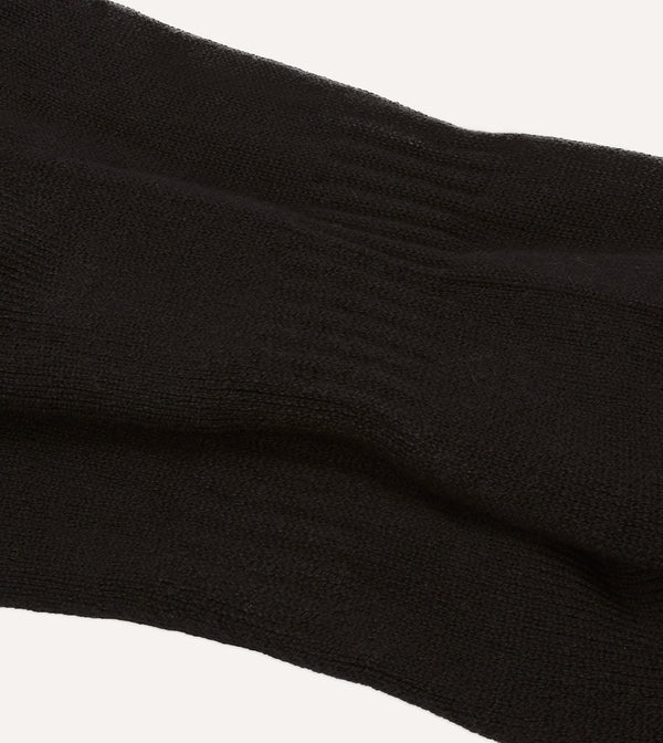 Drake's Black Cotton Sports Socks