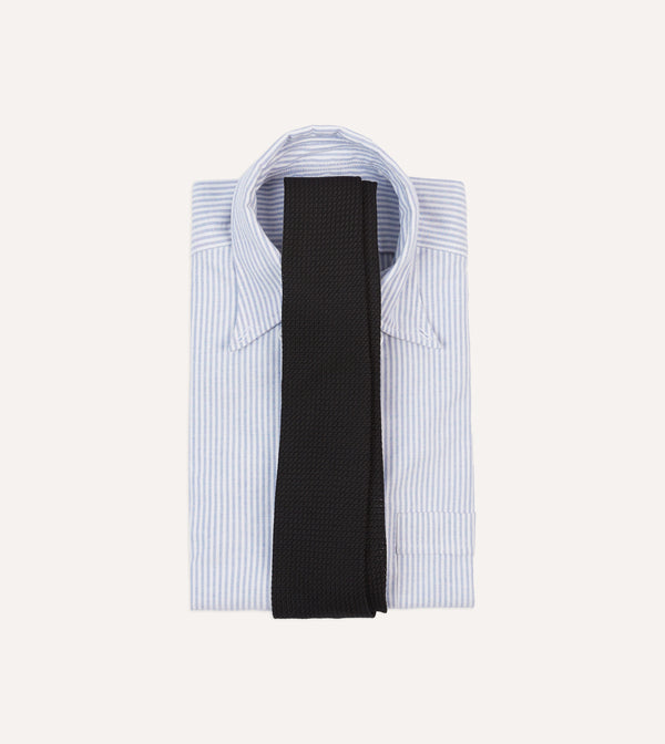 Drake's Black Hand Rolled Large Knot Grenadine Tie