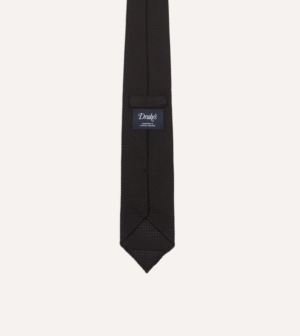 Drake's Black Hand Rolled Large Knot Grenadine Tie