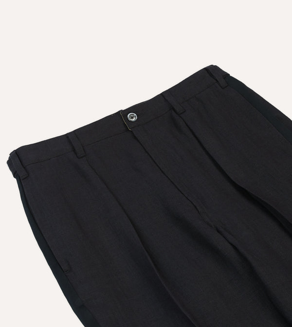 Drake's Black Linen Games Dinner Trousers