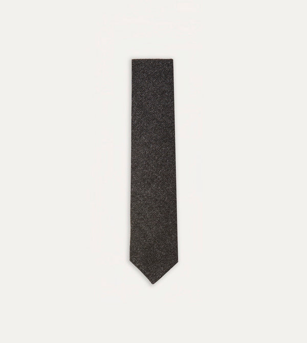 drake's Black Pure Cashmere Solid Hand Rolled Tie