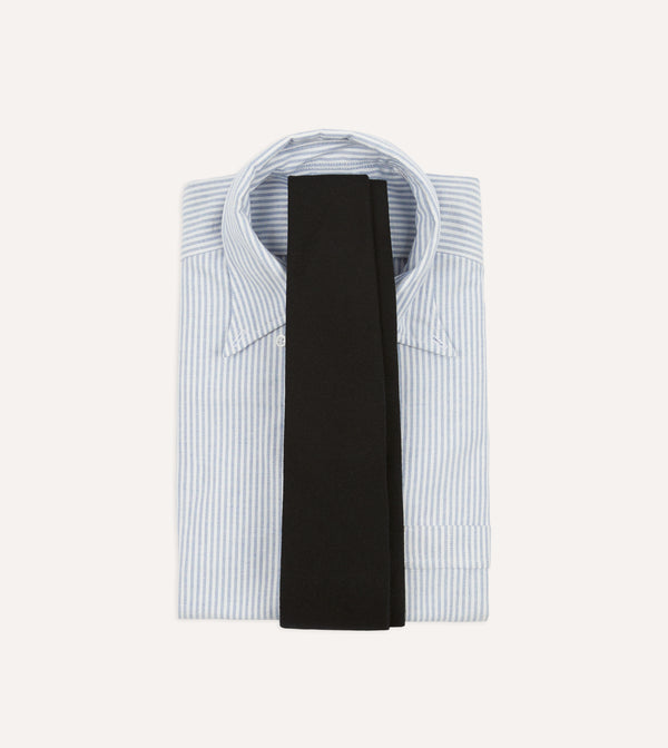 Drake's Black Pure Cashmere Solid Tipped Tie