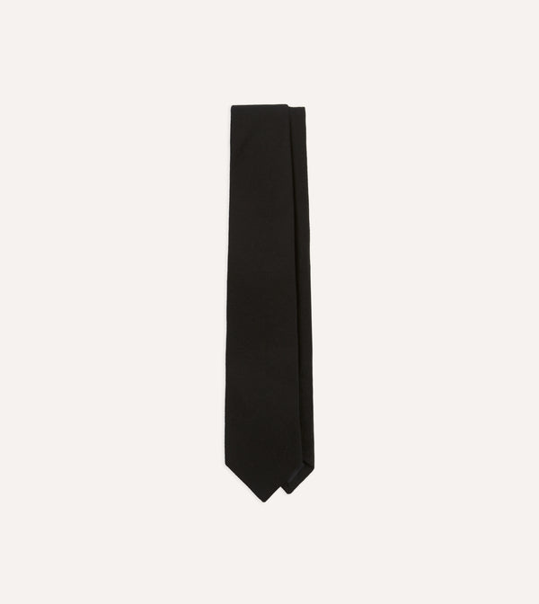 drake's Black Pure Cashmere Solid Tipped Tie