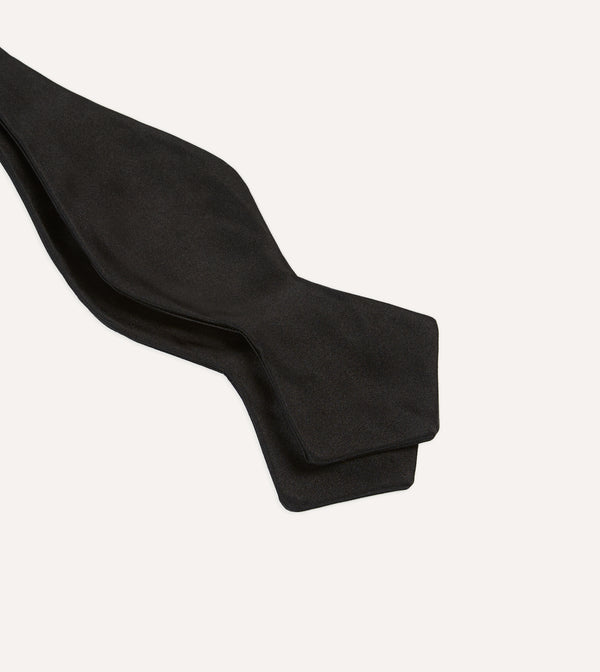 Drake's Black Self-Tie Satin Batwing Bow Tie