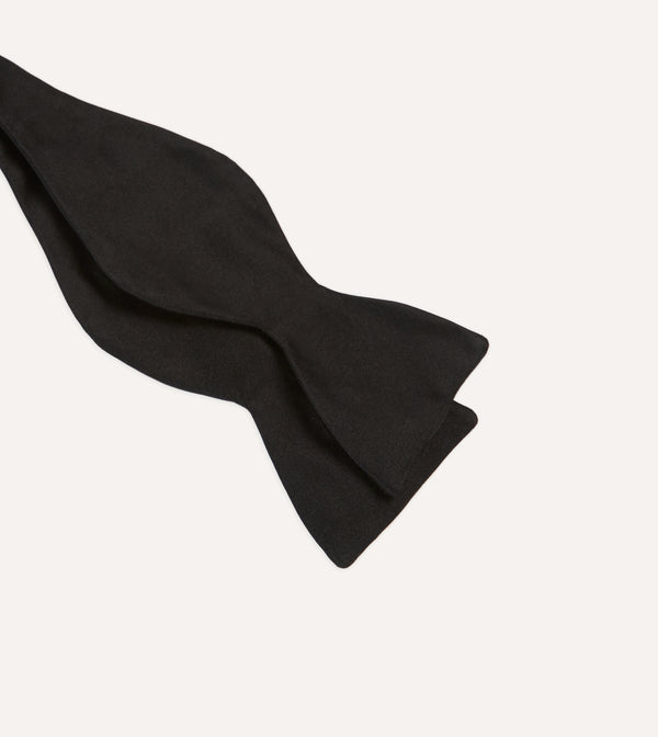 Drake's Black Self-Tie Satin Butterfly Bow Tie