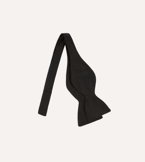 drake's Black Self-Tie Satin Butterfly Bow Tie