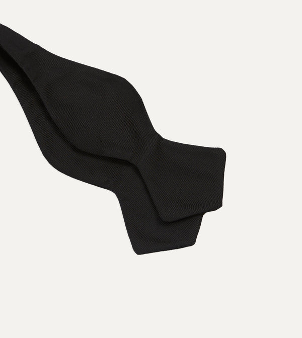 Drake's Black Self-Tie Silk Batwing Bow Tie