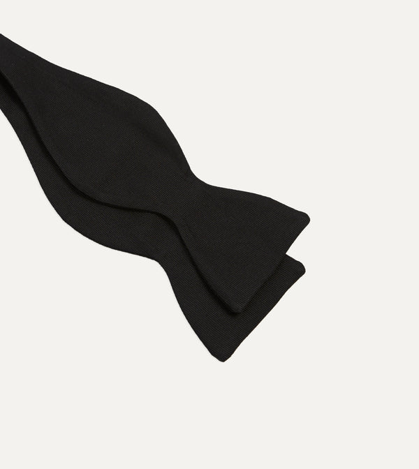 Drake's Black Self-Tie Silk Butterfly Bow Tie