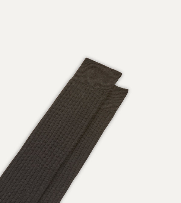 Drake's Black Wool Over-the-Calf Socks