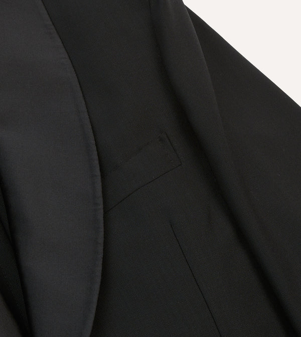 Drake's Black Wool Shawl Collar Tuxedo Blazer