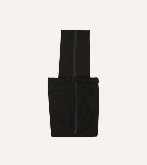 drake's Black Wool Shawl Collar Tuxedo Trousers