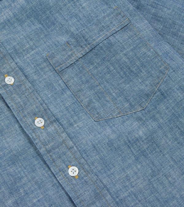 Drake's Blue Chambray Long Point Collar Shirt