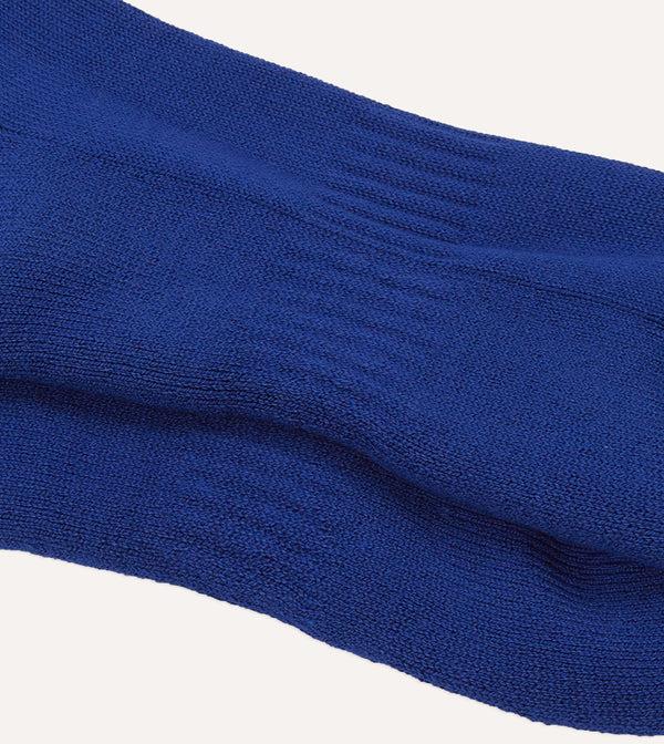 Drake's Blue Cotton Sports Socks