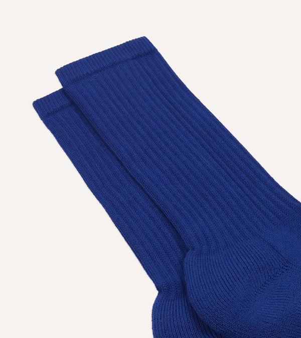 Drake's Blue Cotton Sports Socks