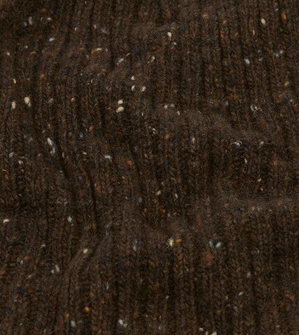 Drake's Brown Donegal Ribbed Merino Knit Cap