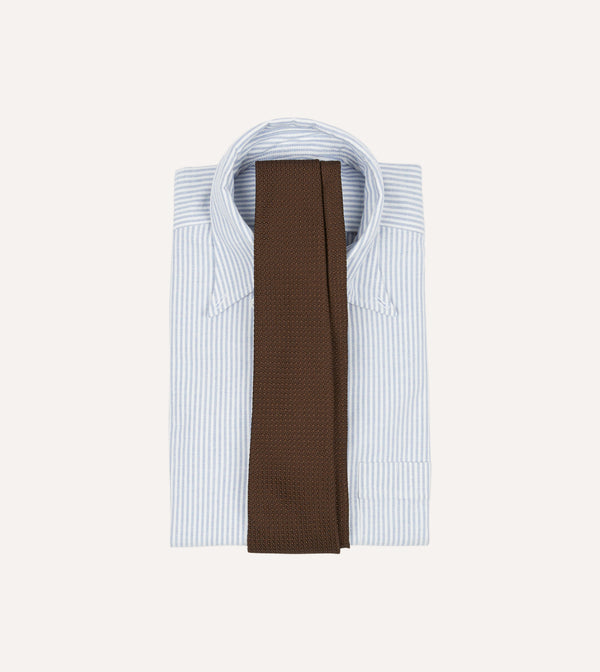 Drake's Brown Hand Rolled Large Knot Grenadine Tie