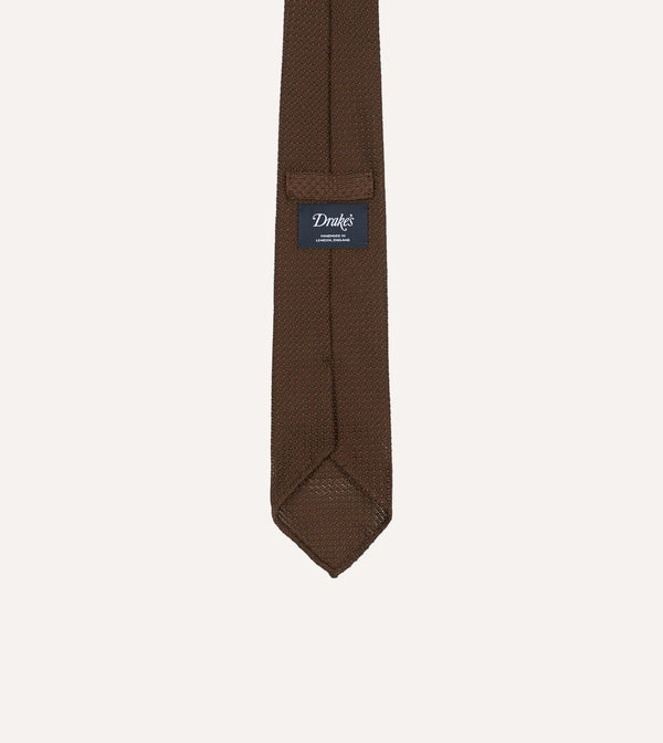 Drake's Brown Hand Rolled Large Knot Grenadine Tie