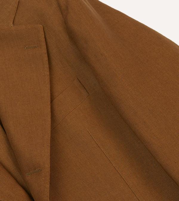 Drake's Brown Irish Linen Tailored Jacket