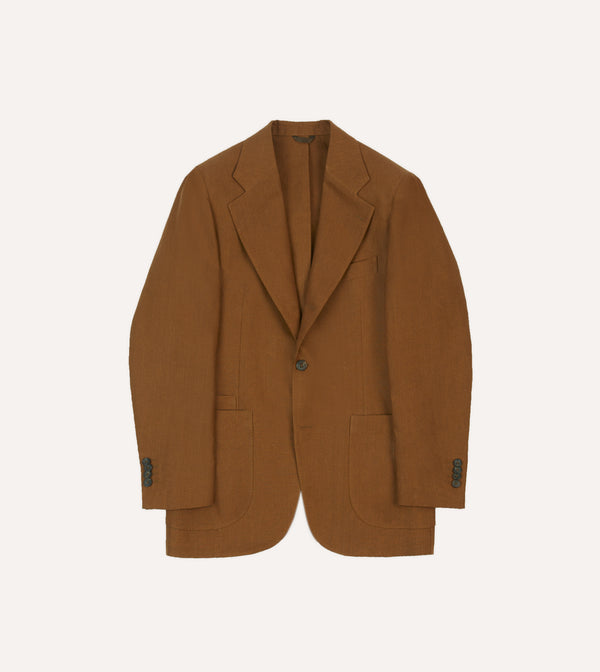 drake's Brown Irish Linen Tailored Jacket