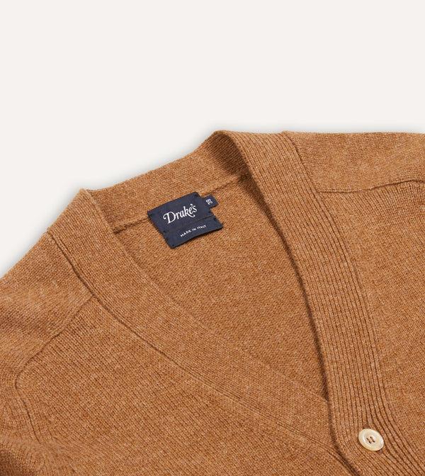 Drake's Brown Lambswool 6 Button Cardigan