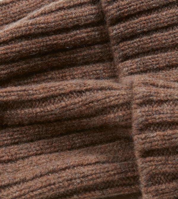 Drake's Brown Lambswool Ribbed Knit Cap
