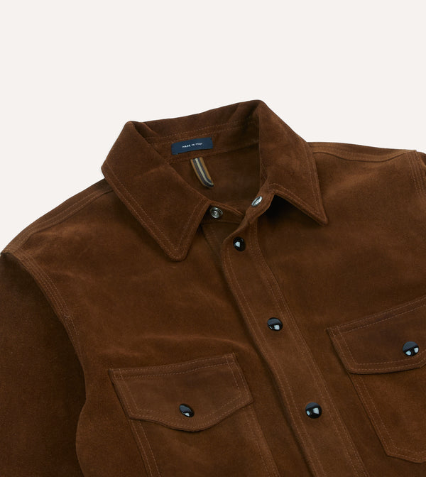 Drake's Brown Roughout Suede Overshirt