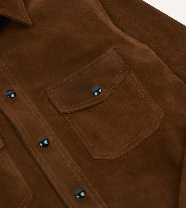 Drake's Brown Roughout Suede Overshirt