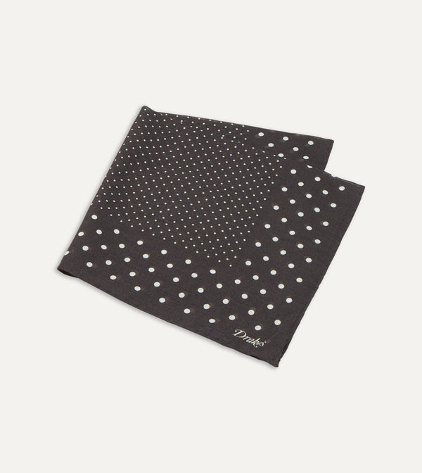 Drake's Brown Spots Print Wool-Silk Pocket Square