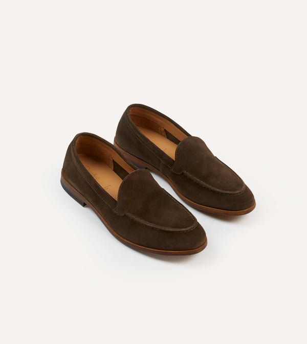 drake's Brown Suede Henri Summer Loafer
