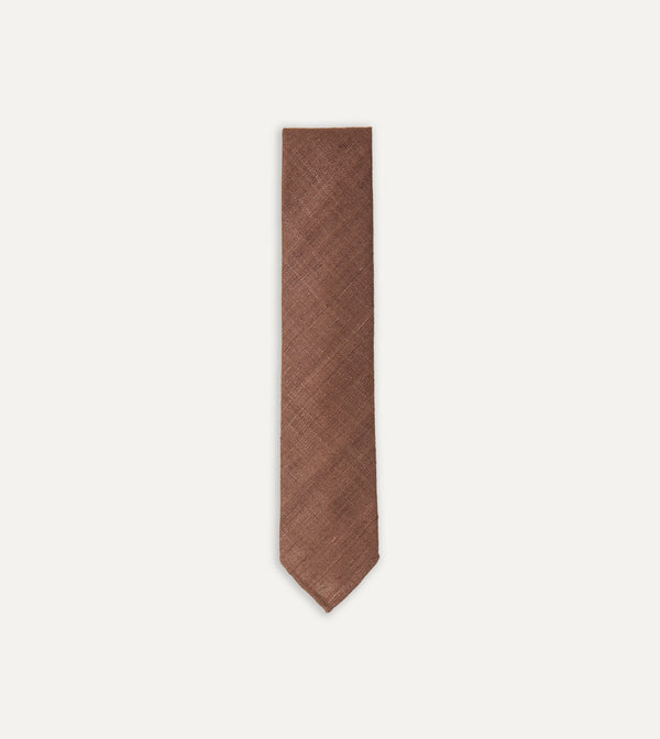 drake's Brown Tussah Hand Rolled Silk Tie