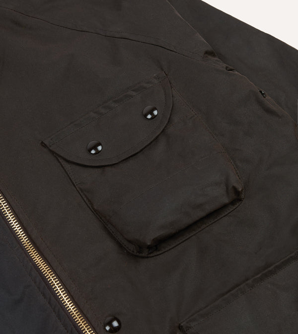 Drake's Brown Waxed Coverall Jacket