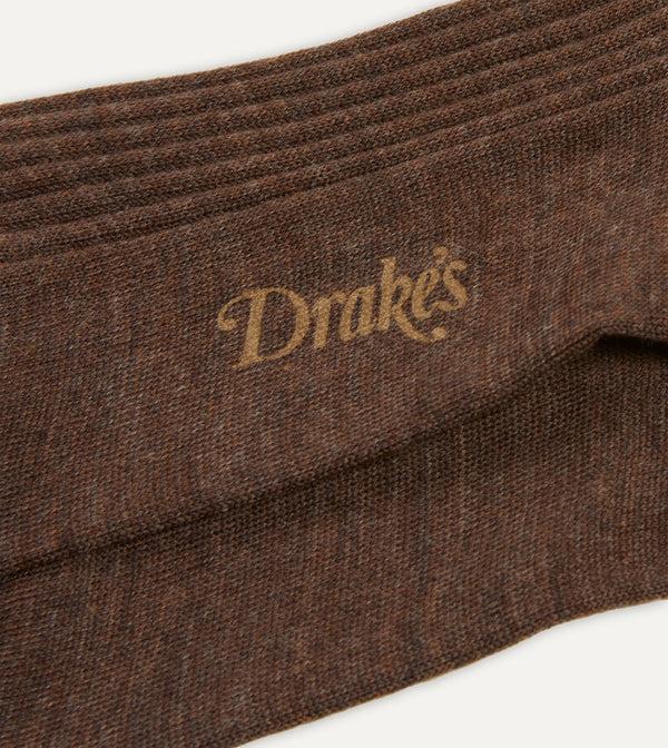 Drake's Brown Wool Over-the-Calf Socks