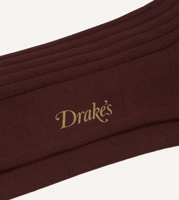 Drake's Burgundy Cotton Over-the-Calf Socks