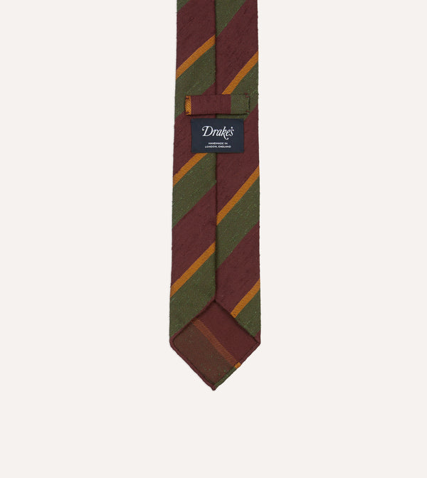 Drake's Burgundy Multi Stripe Shantung Silk Tie