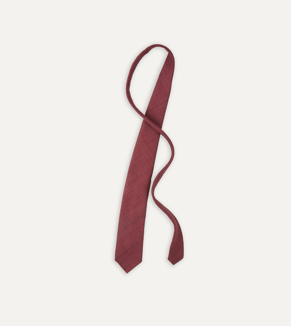 Drake's Burgundy Tussah Hand Rolled Silk Tie