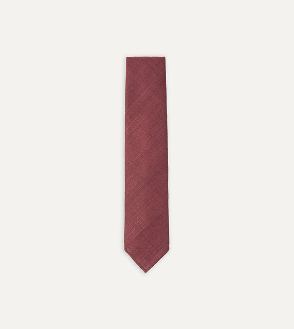 drake's Burgundy Tussah Hand Rolled Silk Tie