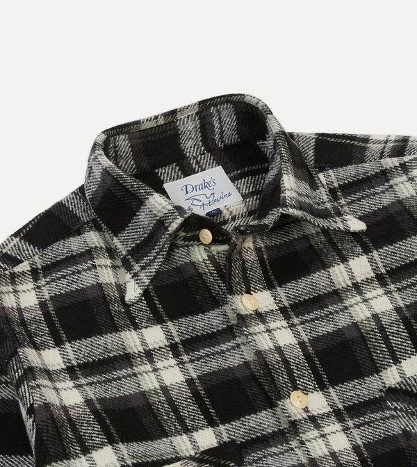 Drake's Drake's By A. Levine Black Check Cotton Two-Pocket Work Shirt