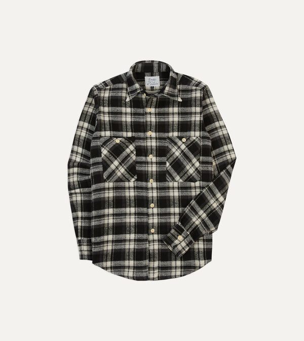 drake's Drake's by A. Levine Black Check Cotton Two-Pocket Work Shirt