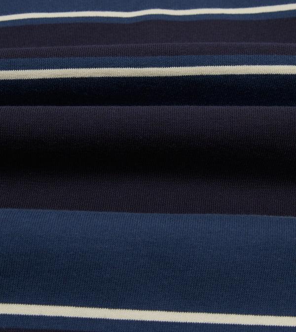 Drake's Drake's By A. Levine Navy Stripe Cotton Quarter Zip Rugby Shirt